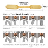 Luxury Gold Plaid Check 100% Silk Men Vintage Ascot Tie Hanky Cufflinks 3Pcs Set - Tania's Online Closet, LLC