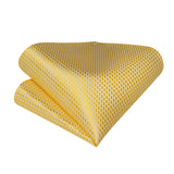 Luxury Gold Plaid Check 100% Silk Men Vintage Ascot Tie Hanky Cufflinks 3Pcs Set - Tania's Online Closet, LLC
