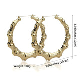 Metal Bamboo Large Hoop Earrings Gold Color Round Alloy  Big Earrings 2020 - Tania's Online Closet, LLC