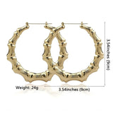 Metal Bamboo Large Hoop Earrings Gold Color Round Alloy  Big Earrings 2020 - Tania's Online Closet, LLC