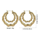 Metal Bamboo Large Hoop Earrings Gold Color Round Alloy  Big Earrings 2020 - Tania's Online Closet, LLC