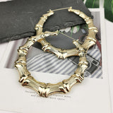 Metal Bamboo Large Hoop Earrings Gold Color Round Alloy  Big Earrings 2020 - Tania's Online Closet, LLC