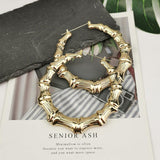 Metal Bamboo Large Hoop Earrings Gold Color Round Alloy  Big Earrings 2020 - Tania's Online Closet, LLC