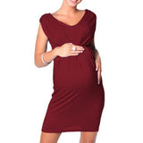 Maternity Dress Pregnancy Sleeveless Solid Color Summer Casual Dress - Tania's Online Closet, LLC