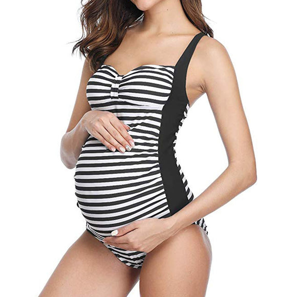pregnancy swimsuit Stripe Print  Beachwear - Tania's Online Closet, LLC