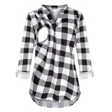 Women Maternity Long Sleeve Plaid Blouse For Breastfeeding women - Tania's Online Closet, LLC