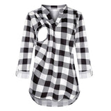 Women Maternity Long Sleeve Plaid Blouse For Breastfeeding women - Tania's Online Closet, LLC