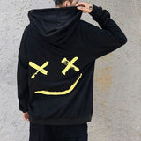 Men Hoodies Happy Smiling Face Print Kpop Hoodie Pullover - Tania's Online Closet, LLC
