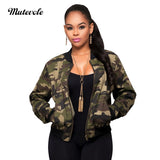 Thin Camouflage Jacket Women - Bomber Coat Camo - Pocket Cropped Jacket - Tania's Online Closet, LLC
