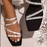 Women's Summer Slippers Open Toe Outdoor Beach Shoes Rhinestone Flat Sandals Multicolor - Tania's Online Closet, LLC