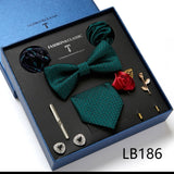 Necktie set for Men Silk Butterfly Tie Hanky Cufflinks Cufflinks Tie Clips and Lapel Pin Sets - Tania's Online Closet, LLC