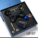Necktie set for Men Silk Butterfly Tie Hanky Cufflinks Cufflinks Tie Clips and Lapel Pin Sets - Tania's Online Closet, LLC