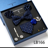 Necktie set for Men Silk Butterfly Tie Hanky Cufflinks Cufflinks Tie Clips and Lapel Pin Sets - Tania's Online Closet, LLC