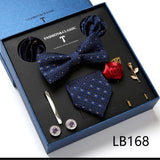 Necktie set for Men Silk Butterfly Tie Hanky Cufflinks Cufflinks Tie Clips and Lapel Pin Sets - Tania's Online Closet, LLC