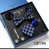 Necktie set for Men Silk Butterfly Tie Hanky Cufflinks Cufflinks Tie Clips and Lapel Pin Sets - Tania's Online Closet, LLC