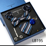 Necktie set for Men Silk Butterfly Tie Hanky Cufflinks Cufflinks Tie Clips and Lapel Pin Sets - Tania's Online Closet, LLC