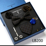 Necktie set for Men Silk Butterfly Tie Hanky Cufflinks Cufflinks Tie Clips and Lapel Pin Sets - Tania's Online Closet, LLC