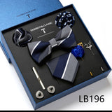 Necktie set for Men Silk Butterfly Tie Hanky Cufflinks Cufflinks Tie Clips and Lapel Pin Sets - Tania's Online Closet, LLC