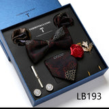 Necktie set for Men Silk Butterfly Tie Hanky Cufflinks Cufflinks Tie Clips and Lapel Pin Sets - Tania's Online Closet, LLC