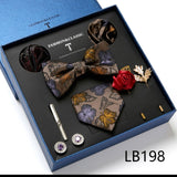 Necktie set for Men Silk Butterfly Tie Hanky Cufflinks Cufflinks Tie Clips and Lapel Pin Sets - Tania's Online Closet, LLC