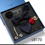 Necktie set for Men Silk Butterfly Tie Hanky Cufflinks Cufflinks Tie Clips and Lapel Pin Sets - Tania's Online Closet, LLC
