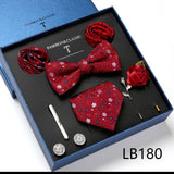 Necktie set for Men Silk Butterfly Tie Hanky Cufflinks Cufflinks Tie Clips and Lapel Pin Sets - Tania's Online Closet, LLC