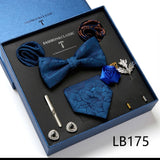 Necktie set for Men Silk Butterfly Tie Hanky Cufflinks Cufflinks Tie Clips and Lapel Pin Sets - Tania's Online Closet, LLC