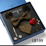 Necktie set for Men Silk Butterfly Tie Hanky Cufflinks Cufflinks Tie Clips and Lapel Pin Sets - Tania's Online Closet, LLC