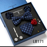 Necktie set for Men Silk Butterfly Tie Hanky Cufflinks Cufflinks Tie Clips and Lapel Pin Sets - Tania's Online Closet, LLC