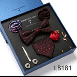 Necktie set for Men Silk Butterfly Tie Hanky Cufflinks Cufflinks Tie Clips and Lapel Pin Sets - Tania's Online Closet, LLC