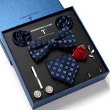 Necktie set for Men Silk Butterfly Tie Hanky Cufflinks Cufflinks Tie Clips and Lapel Pin Sets - Tania's Online Closet, LLC
