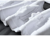 High Waist Stretch Denim White or Black Knee Ripped Jeans - Tania's Online Closet, LLC