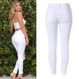 High Waist Stretch Denim White or Black Knee Ripped Jeans - Tania's Online Closet, LLC