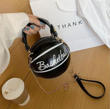 New Design Basketball Shape Hand Bag Fashion Women Chains Handbag Letter Shoulder Bag Female Mini Crossbody Bags Circular Purse - Tania's Online Closet, LLC