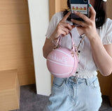New Design Basketball Shape Hand Bag Fashion Women Chains Handbag Letter Shoulder Bag Female Mini Crossbody Bags Circular Purse - Tania's Online Closet, LLC
