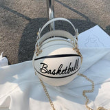 New Design Basketball Shape Hand Bag Fashion Women Chains Handbag Letter Shoulder Bag Female Mini Crossbody Bags Circular Purse - Tania's Online Closet, LLC