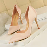New Spring European Slim High Heels Silk Elegant OL Shallow Pointed Fashion Pumps - Tania's Online Closet, LLC