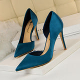 New Spring European Slim High Heels Silk Elegant OL Shallow Pointed Fashion Pumps - Tania's Online Closet, LLC