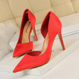 New Spring European Slim High Heels Silk Elegant OL Shallow Pointed Fashion Pumps - Tania's Online Closet, LLC