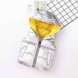 Autumn Winter Vest For Girls Waterproof Glossy Hooded Vest - Tania's Online Closet, LLC