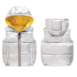 Autumn Winter Vest For Girls Waterproof Glossy Hooded Vest - Tania's Online Closet, LLC