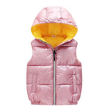 Autumn Winter Vest For Girls Waterproof Glossy Hooded Vest - Tania's Online Closet, LLC