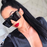 Oversized Square Sunglasses Women Luxury Brand Fashion Flat Top Clear Lens - Tania's Online Closet, LLC