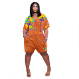 Plus Size Fashion Casual Women's Clothing Street Style Splash Ink  Loose Short Jumpsuit - Tania's Online Closet, LLC