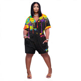 Plus Size Fashion Casual Women's Clothing Street Style Splash Ink  Loose Short Jumpsuit - Tania's Online Closet, LLC