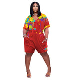 Plus Size Fashion Casual Women's Clothing Street Style Splash Ink  Loose Short Jumpsuit - Tania's Online Closet, LLC
