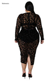 Plus Size Women Lace Midi Off Shoulder V-neck Dresses Bodycon - Tania's Online Closet, LLC