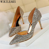 Sexy High Heels Pointed Toe Stiletto Glitter Heels- Wedding Shoes Bride Designer Heels - Tania's Online Closet, LLC