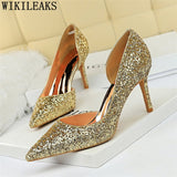 Sexy High Heels Pointed Toe Stiletto Glitter Heels- Wedding Shoes Bride Designer Heels - Tania's Online Closet, LLC