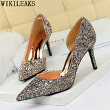 Sexy High Heels Pointed Toe Stiletto Glitter Heels- Wedding Shoes Bride Designer Heels - Tania's Online Closet, LLC
